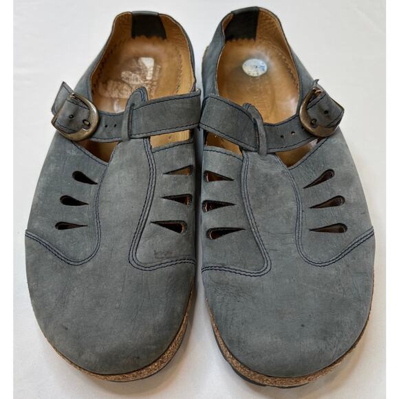 Haflinger Women's Leather Buckle Slip-on Clogs Mules Grey, Size 40 - Picture 1 of 4